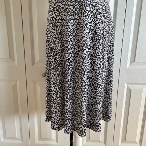 Lark & Ro Floral Liquid Knit Dress Women’s 12 Navy White Slinky Fit & Flare EUC - Picture 6 of 13